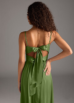 Azazie Zeya Brautjungfernkleider A-Linie Plissee Stretch-Satin Kleid Wacholder image4