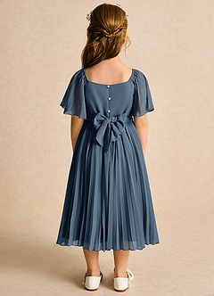 Azazie Gisele Abiti da Ragazza di Fiori Abito A-Line in Chiffon Plissettato Blu Nettuno image6