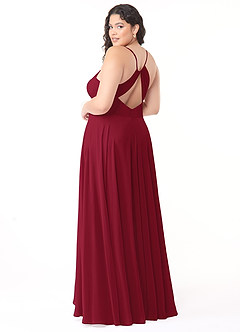 Azazie Avelina Bridesmaid Dresses Burgundy A-Line V-Neck Pleated Chiffon Dress image9