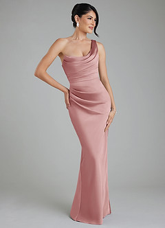 Azazie Sabrina Robes de demoiselle d'honneur Robe Sirène en Satin extensible Corset Rose Poussiéreuse image1