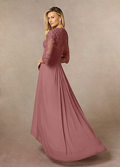Azazie Anne vestidos de madre de la novia Vestido de Rosa Del Desierto de Encaje de Recto con Corazón Lentejuelas image8