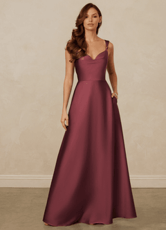 Christian Siriano Bridal for Azazie 1001 Robes de demoiselle d'honneur Robe Trapèze en Satin extensible Encolure en Forme de Cœur Merlot image1