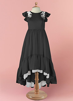 Barbie ♥ Azazie vestidos de niña de las flores Vestido de Negro de Satén Elástico de Corte En A con Encaje image7
