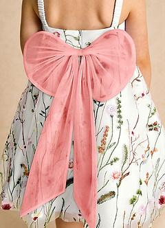 Azazie Peppa Vestidos de florista Vestido Marfim Coral de Tule de Linha A com Decote Coração image6