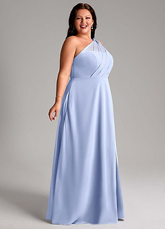 Azazie Phaedra Bridesmaid Dresses Ice A-Line One Shoulder Chiffon Dress image9