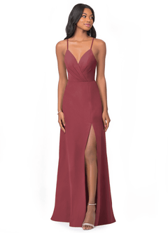 Azazie Everleigh Bridesmaid Dresses Merlot A-Line Sweetheart Pleated Chiffon Dress image1