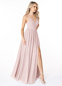 Azazie Gracie Final Sale Blushing Pink A-Line Pleated Chiffon Dress image5