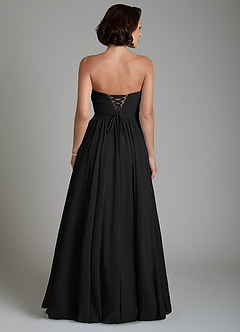 Azazie Petra Bridesmaid Dresses Black A-Line Corset Chiffon Dress image2