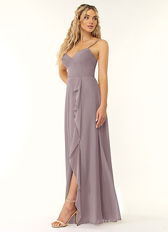 Azazie Naeem Bridesmaid Dresses Dusk A-Line V-Neck Ruffle Chiffon Dress image3