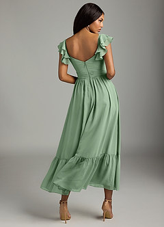 Azazie Anaya Bridesmaid Dresses Matcha A-Line Pleated Chiffon Dress image5