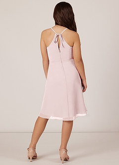 Azazie Doll Junior Blushing Pink A-Line Bow Chiffon Dress image2