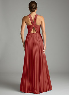 Azazie Afra Abiti da Damigella Abito A-Line in Chiffon Plissettato Terracotta image2