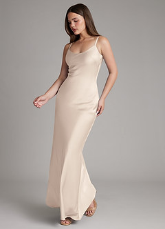 Azazie Ambra Bridesmaid Dresses White Alabaster Mermaid Pleated Stretch Satin Dress image3