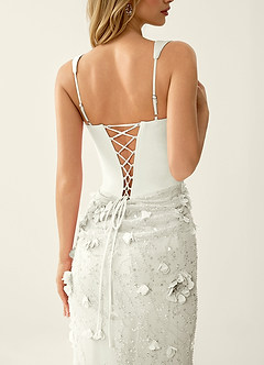 Belinda Ivory 3D Flowers Corset Lace Up Back Mermaid Prom Dress image7