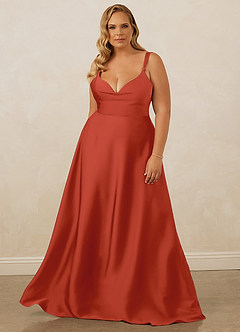 Christian Siriano Bridal for Azazie 1001 Bridesmaid Dresses Rust A-Line Sweetheart Neckline Stretch Satin Dress image11
