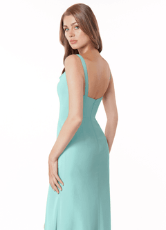Azazie Salma Brautjungfernkleider Etui Seitliche Cut-Outs Chiffon Kleid Aqua image4