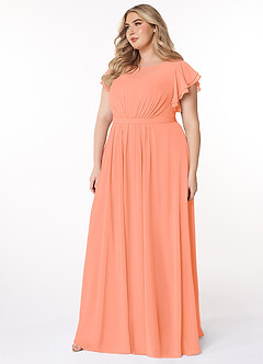 Azazie Daphne Modest Bridesmaid Dresses A-Line Ruffled Chiffon Floor-Length Dress image8
