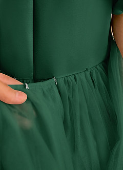 Azazie Cocoa Flower Girl Dresses Dark Green Ball-Gown Pleated Tulle Dress image10