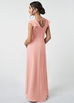 Azazie Claudine Junior Agave A-Line Pleated Chiffon Dress image4