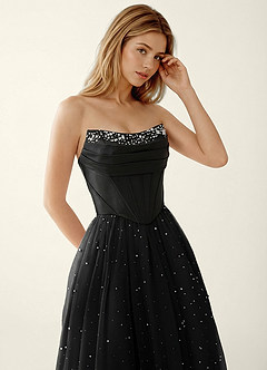 Epona Black Satin Prom Two-piece Dress image4