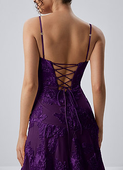 Araceli Plum Stretch 3D Flowers Lace Maxi Dress image6