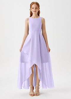 Azazie Lizette Junior Lilac A-Line Pleated Chiffon Dress image3