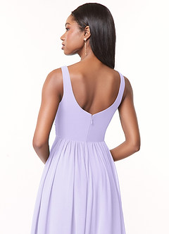 Azazie Keyla Bridesmaid Dresses Lilac A-Line V-Neck Pleated Chiffon Dress image4