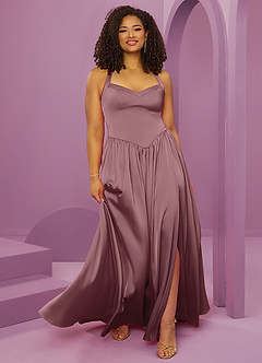 Barbie ♥ Azazie Bridesmaid Dresses Vintage Mauve A-Line with Pockets Stretch Satin Dress image10