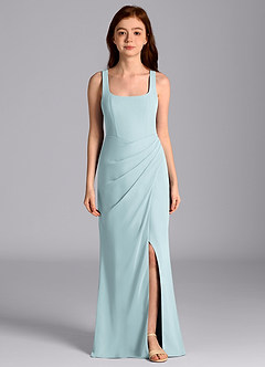 Azazie Mero Junior Vestido de Neblina de Gasa de Corte Sirena con Plisado image4