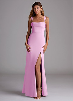 Azazie Callan Bridesmaid Dresses Candy Pink Mermaid Pleated Chiffon Convertible Dress image3