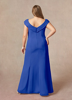 Azazie Cupid Final Sale Royal Blue A-Line Boatneck Lace Chiffon Dress image7