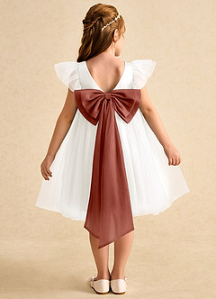 Azazie Munchkin Flower Girl Dresses Ivory Auburn A-Line Bow Tulle Dress image1