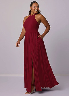 Barbie ♥ Azazie Bridesmaid Dresses Burgundy A-Line Pleated Chiffon Dress image10