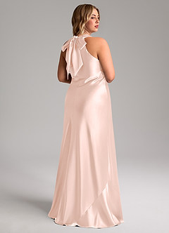 Azazie Doretta Bridesmaid Dresses Rose Gold Mermaid Bow Metallic Satin Dress image9