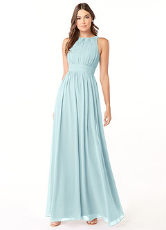 Azazie Luz Bridesmaid Dresses Sea Glass A-Line Lace Chiffon Dress image3