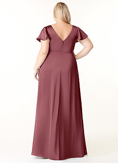 Azazie Soren Bridesmaid Dresses Desert Rose A-Line Pleated Stretch Satin Dress image9
