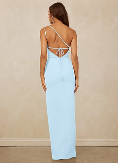 Christian Siriano Bridal for Azazie 1003 Bridesmaid Dresses Sky Blue Sheath One Shoulder Chiffon Dress image2