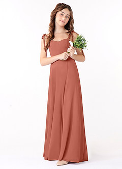 Azazie Rosey Junior Clay A-Line Sweetheart Neckline Chiffon Dress image2