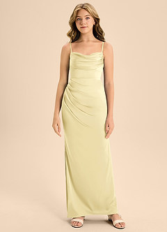 Azazie Mai Junior Lemon Sorbet A-Line Sweetheart Neckline Stretch Satin Dress image5