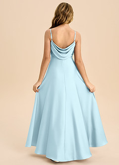 Azazie Bug Junior Jurk van Stretch Satijn met A-Lijn Geplooid Wolkenblauw image1