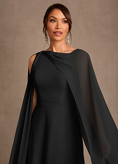 Azazie Liddie Mother of the Bride Dresses Black A-Line Pleated Chiffon Dress image5
