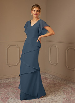 Azazie OHara Mother of the Bride Dresses Neptune A-Line V-Neck Chiffon Dress image4