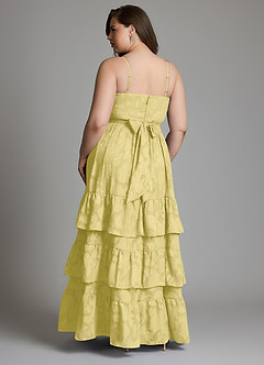 Azazie Nathalia Bridesmaid Dresses Canary A-Line Bow Floral Burnout Dress image8