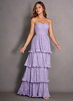 Jessamine Lilas Robe de bal trapèze à volants en dentelle image3