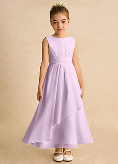 Azazie Edelweiss Blumenmädchenkleider A-Linie Plissee Chiffon Kleid Frostiges Flieder image4