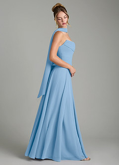 Azazie Gabriela Abiti da Damigella Abito A-Line in Chiffon Corsetto Azzurro Polvere image3