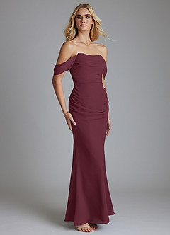 Azazie Luiza Brudtärnklänningar Klä av Sjöjungfru i Chiffong Av axeln Cabernet image4