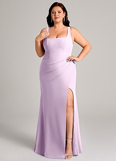 Azazie Mero Bridesmaid Dresses Frosted Lilac Sheath Pleated Chiffon Dress image11