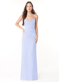 Azazie Mai Bridesmaid Dresses Lavender Sheath Pleated Chiffon Dress image1