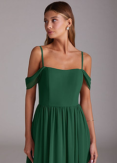 Azazie Calianna Jurken voor bruidsmeisjes Converteerbaar Jurk van Chiffon met A-Lijn Off the Shoulder Donkergroen image7